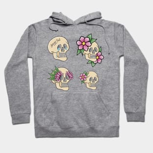 Four Sad Floral Skulls - blue Hoodie